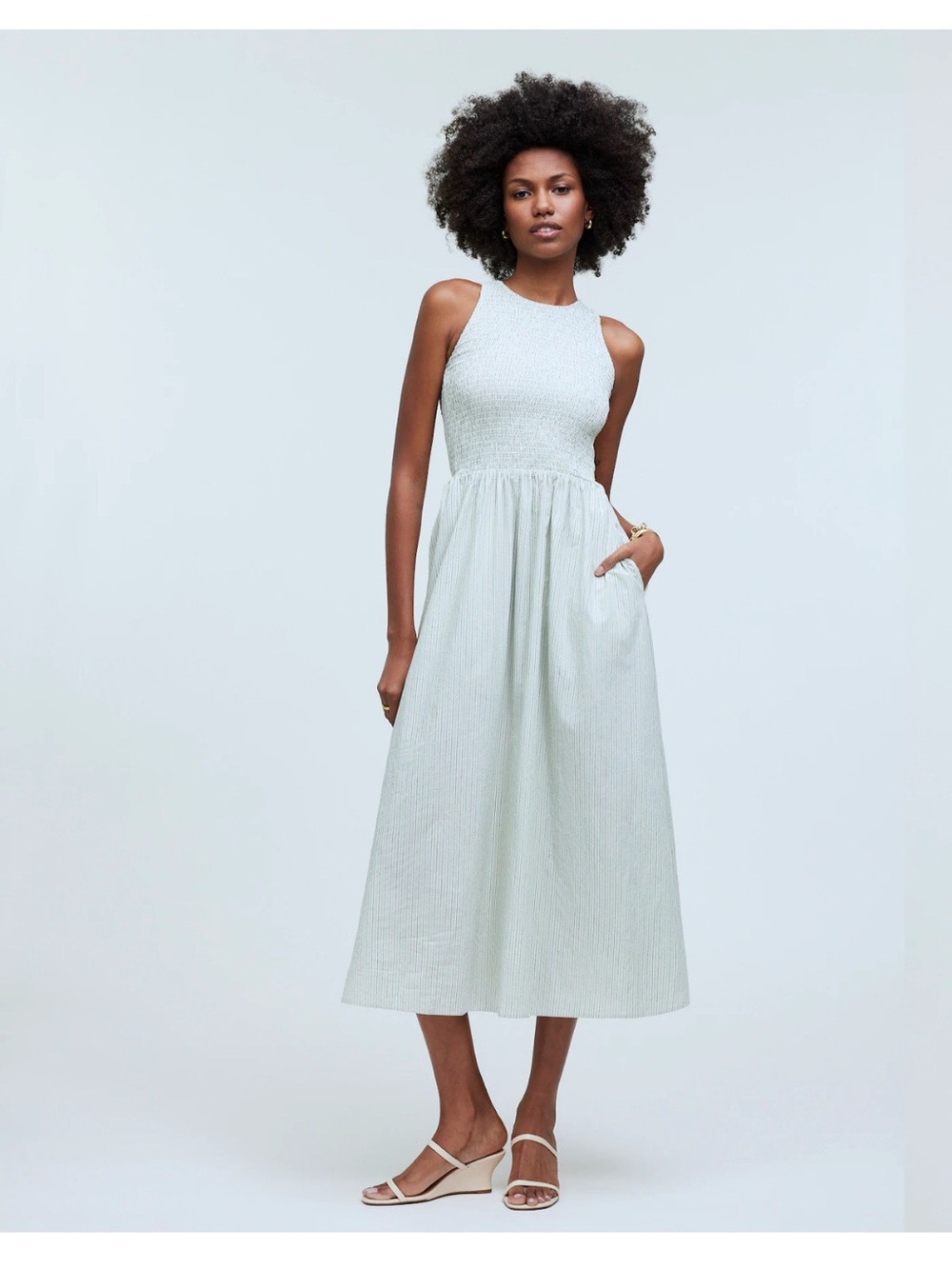Madewell Light Mint Green Sleeveless Midi Dress
